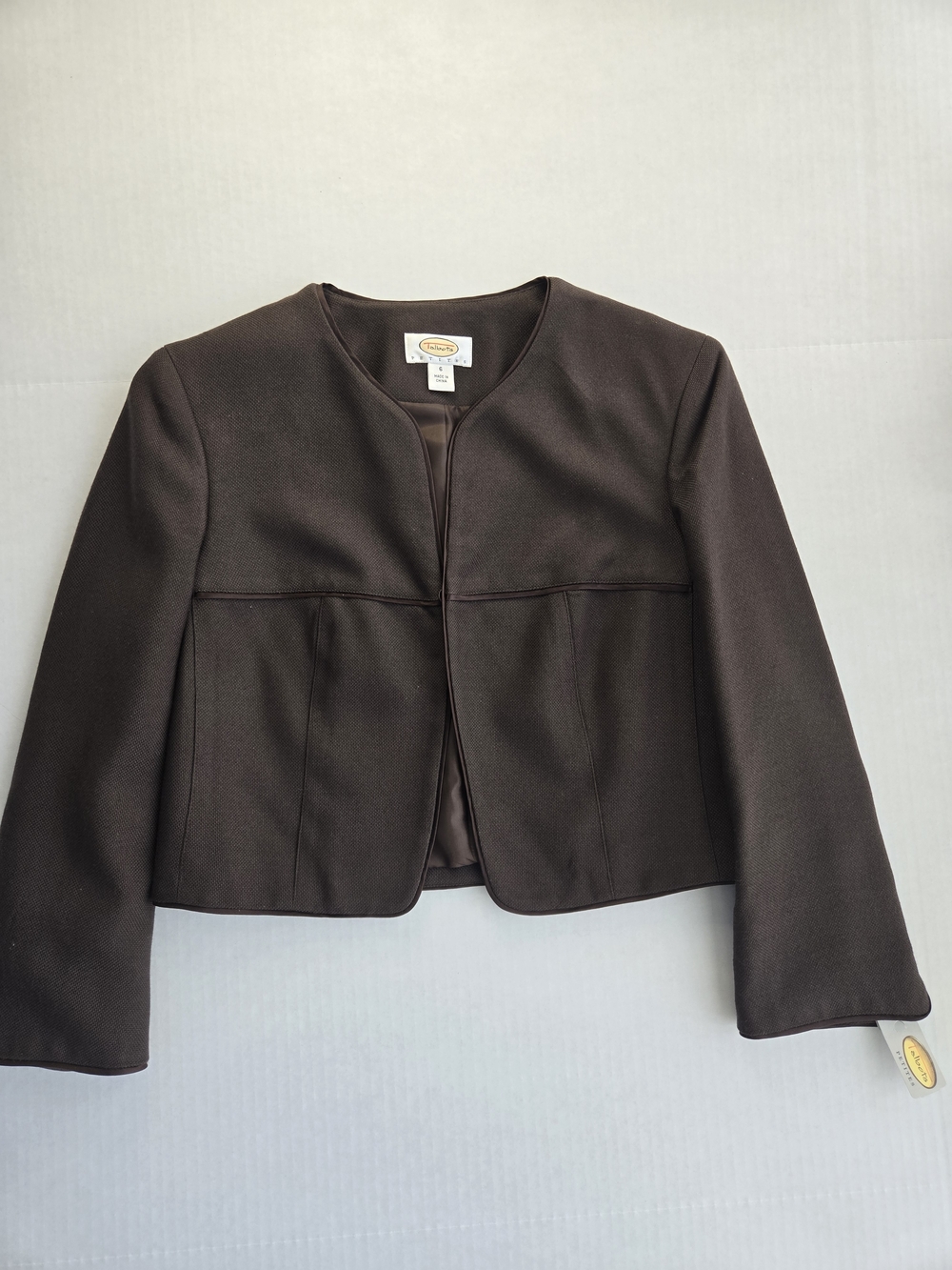 Talbots Petites Brown Vintage Silk Jacket - Size 6 Petite - New With Tags